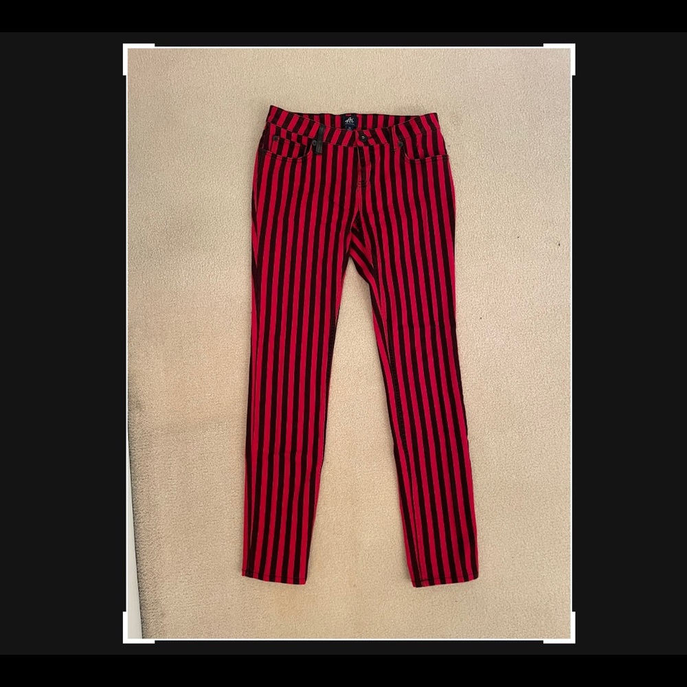 Red and black striped jeans